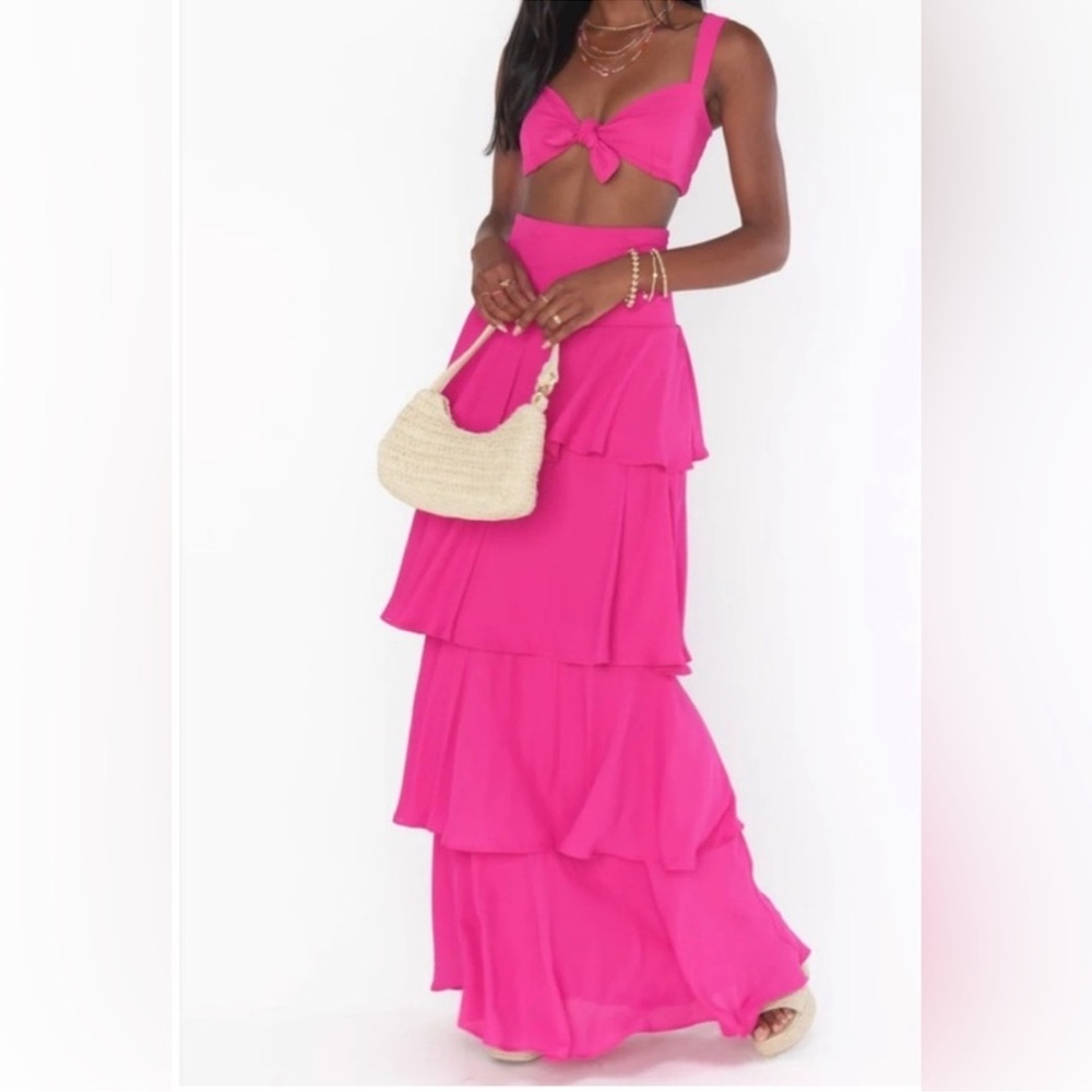 Women's Show Me Your Mumu Pink Knotted Bralette and Skirt Set